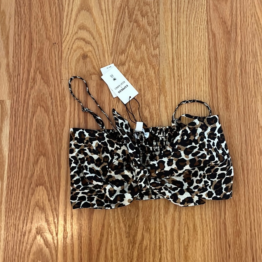 Express X Rocky Barnes cheetah print bra top